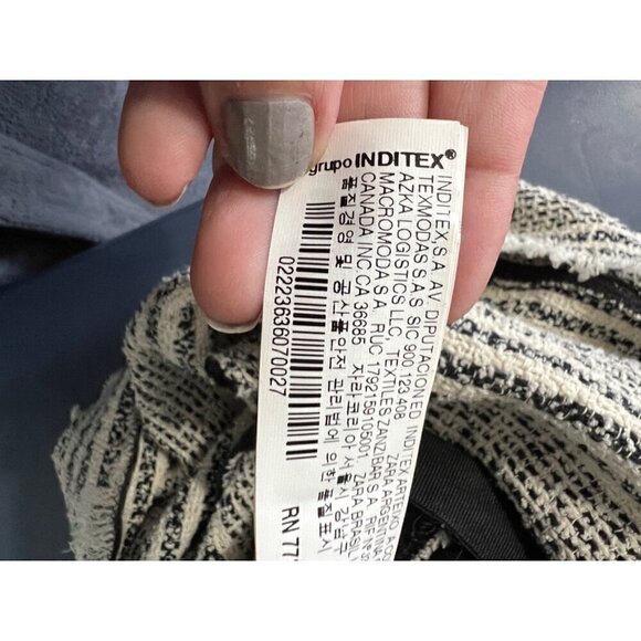 Zara Womens Black & White Striped Short-Sleeve Dress Small Tweed - Picture 12 of 13